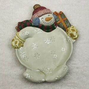 Fritz and Floyd Classic Frosty Folk Snowman Christmas Plate Handcrafted 10 1/2"